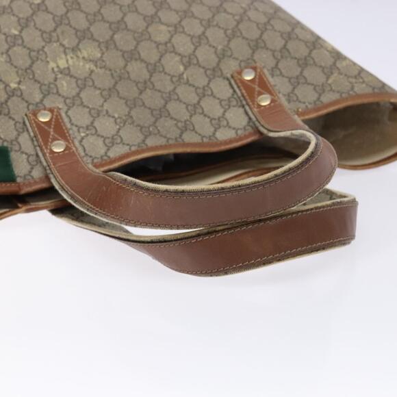 GUCCI GG Supreme Web Sherry Line Tote Bag Pvc Beige Red - Picture 7 of 13